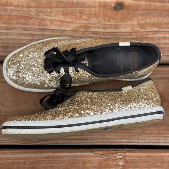 Keds x Kate Spade gold glitter shoes used US6 - Picture 11 of 14